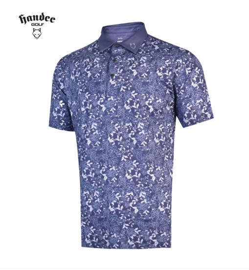 Handee Golf Men Floral Polo - Navy - M Men