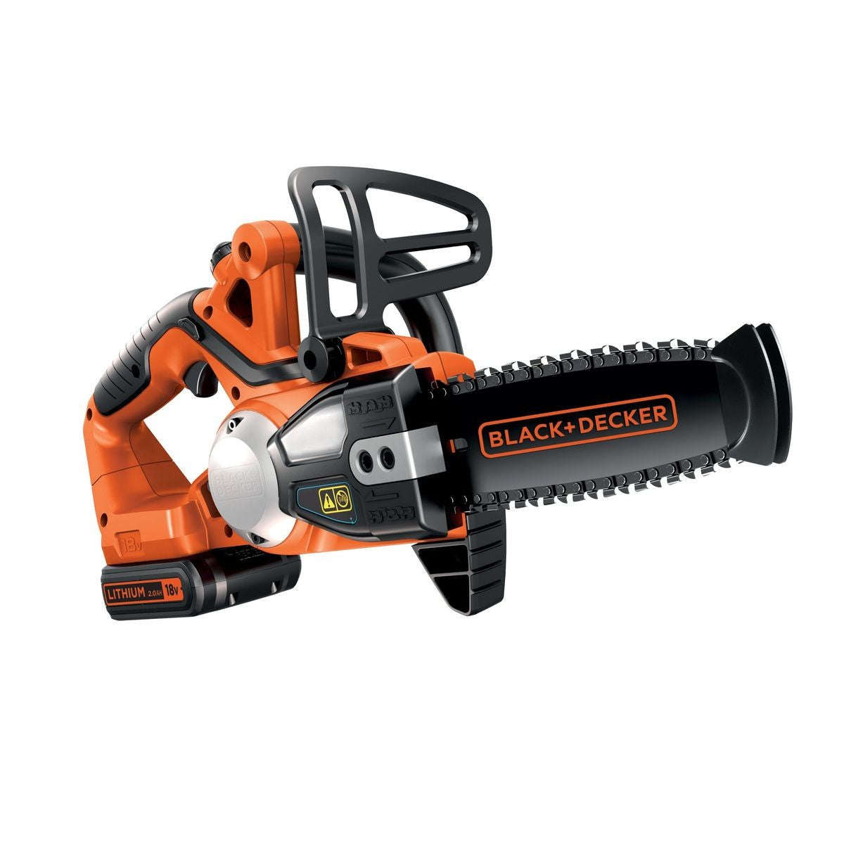 Black and Decker Cordless 18V Chainsaw, 20 CM Blade + 2 Ah Battery