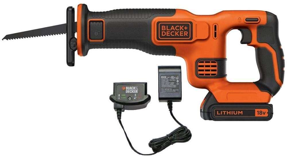 Black & Decker BDCR18 Cordless Reciprocating Saw (18 V, 22 mm Stroke Length, 110 mm Cutting Depth...