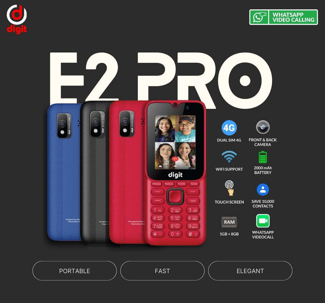 Digit Mobile E2 Pro - WhatsApp Enabled 4G Phone with Dual SIM, Long Battery Life & 4.5-Inch Display