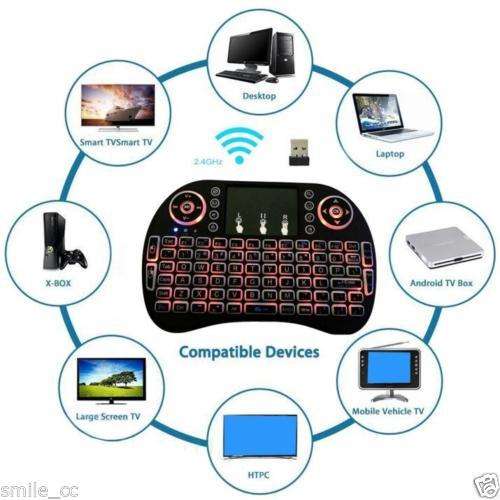 Wireless QWERTY Mini Backlit Touchpad Keyboard Air Mouse