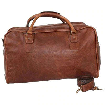 Leather Overnight Duffel Bag - Brown