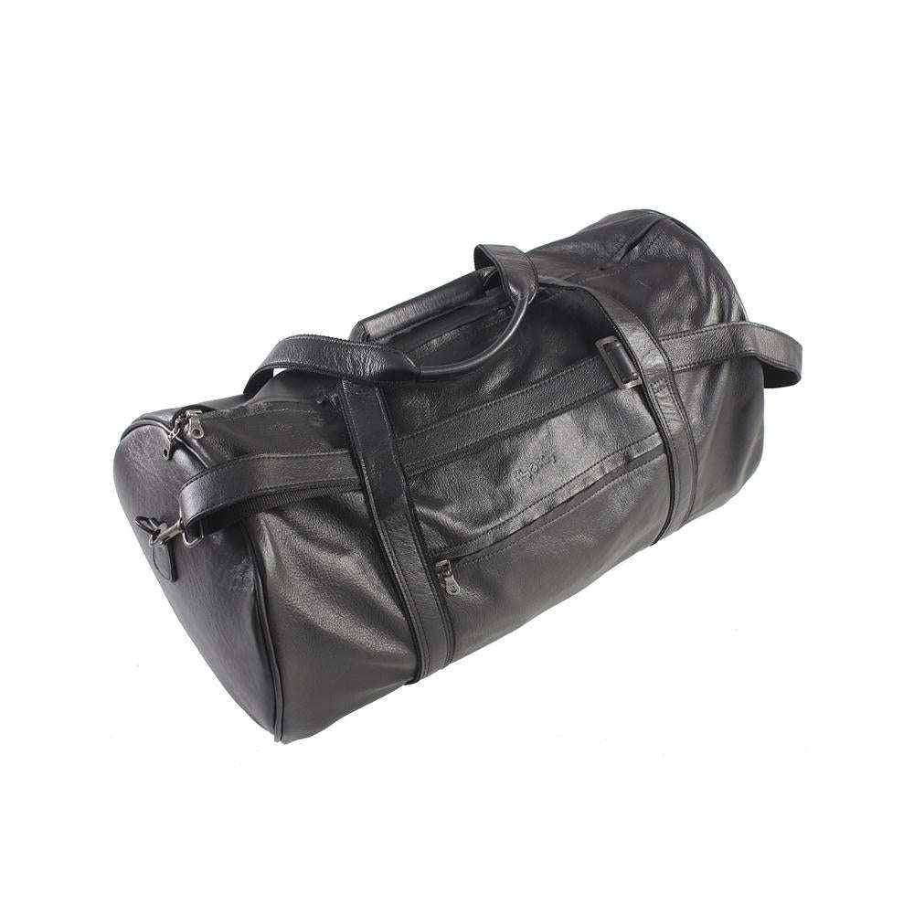 Leather Round Polo Travel Duffel - Brown
