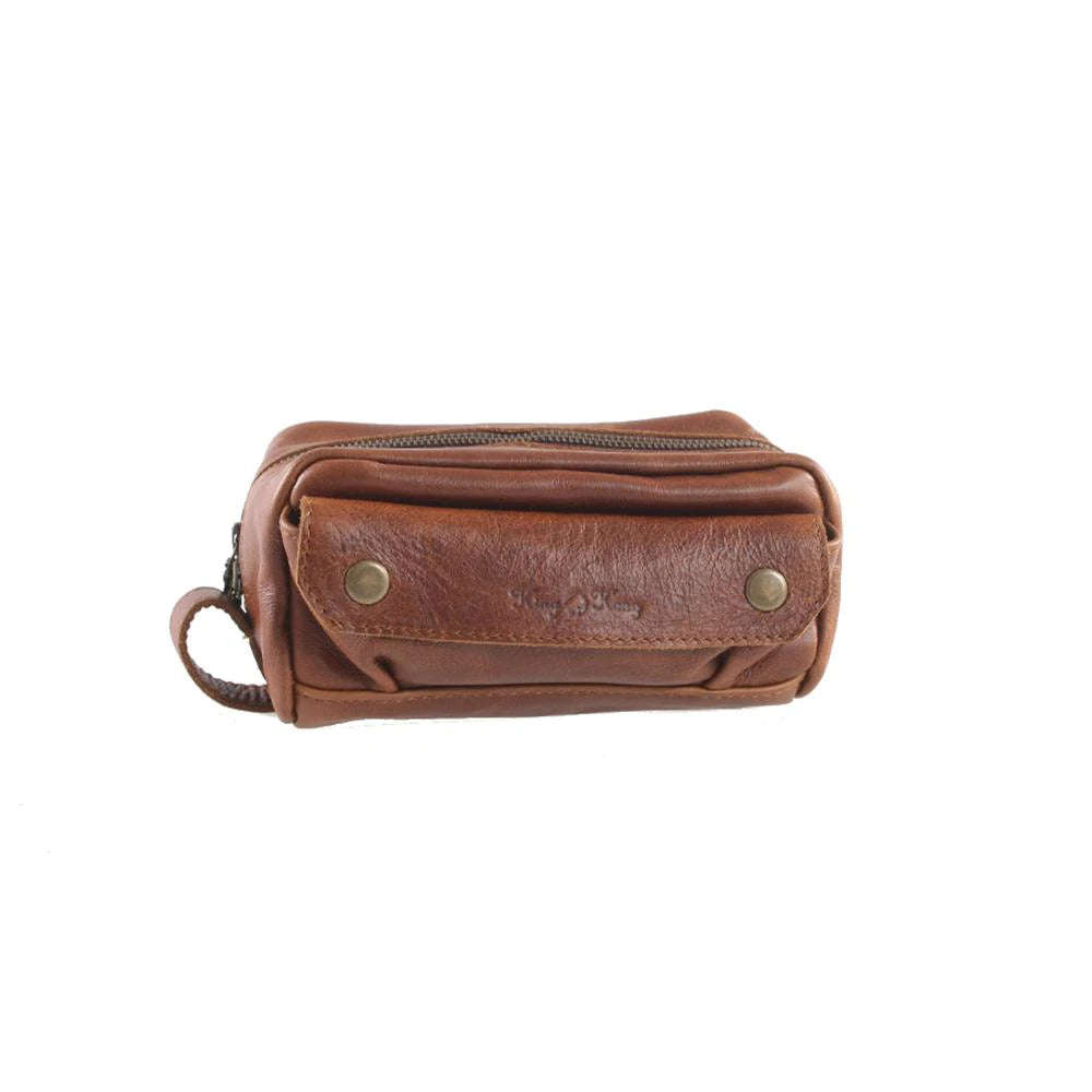 Leather Toiletry and Cosmetics Bag - Pecan