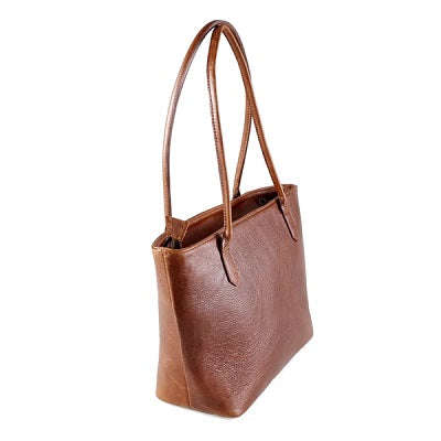 Leather 13 Inch tote work handbag - Pecan