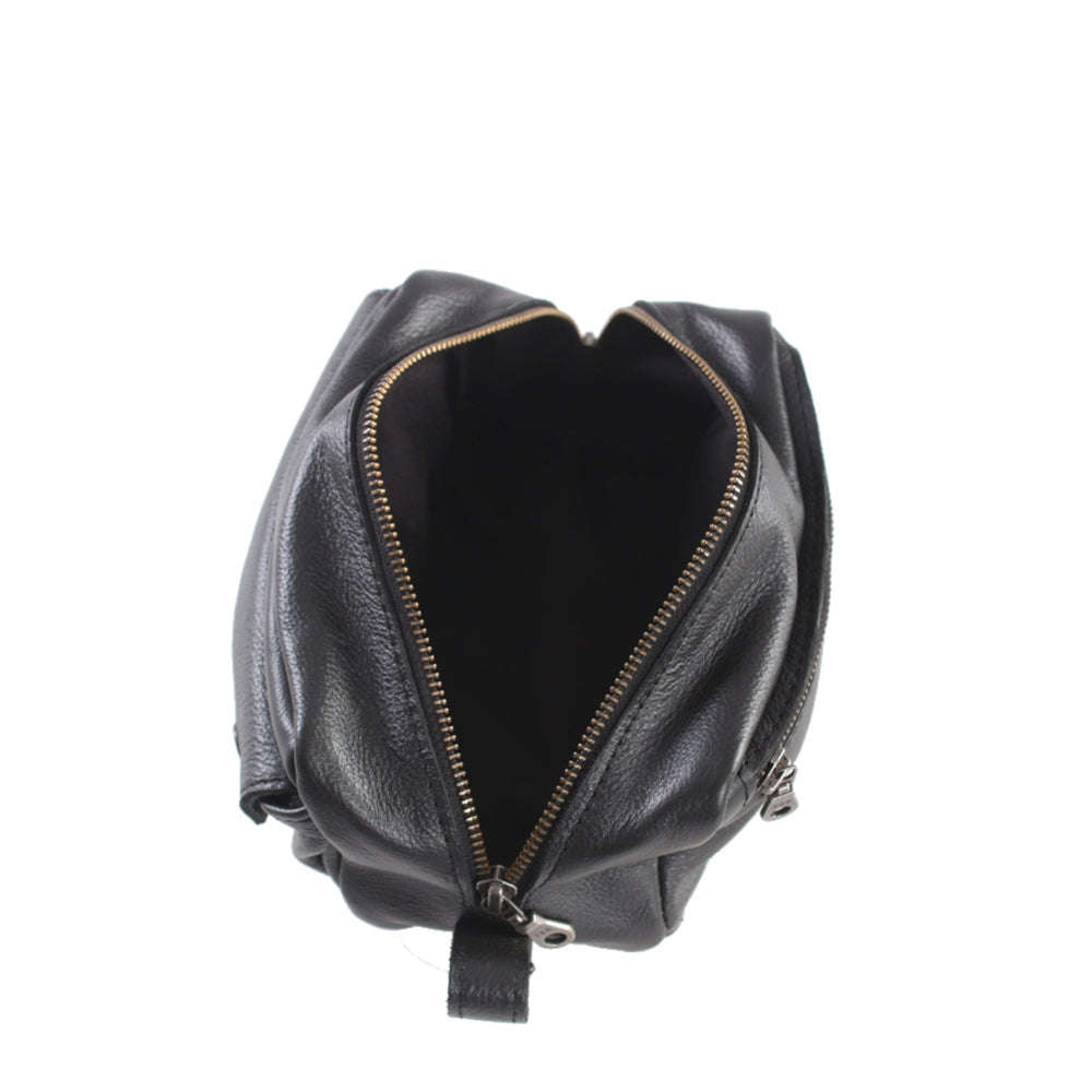 Leather Toiletry and Cosmetics Bag - Pecan