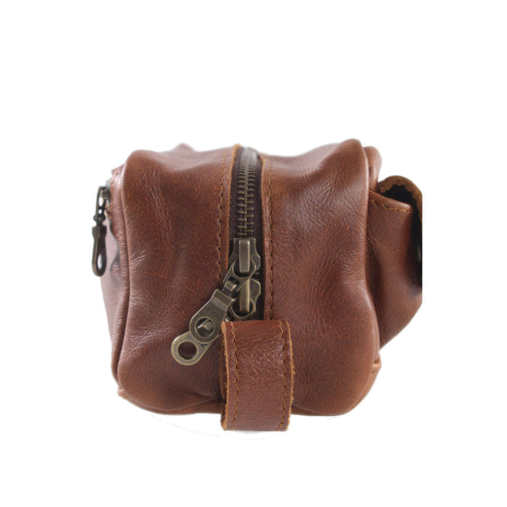Leather Toiletry and Cosmetics Bag - Pecan