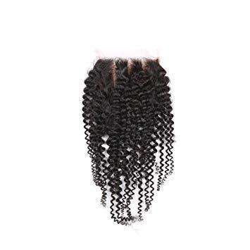 Brazilian 100% Virgin Remy Human Hair 3 Way Parting Closure - Jerry Curl - 10''