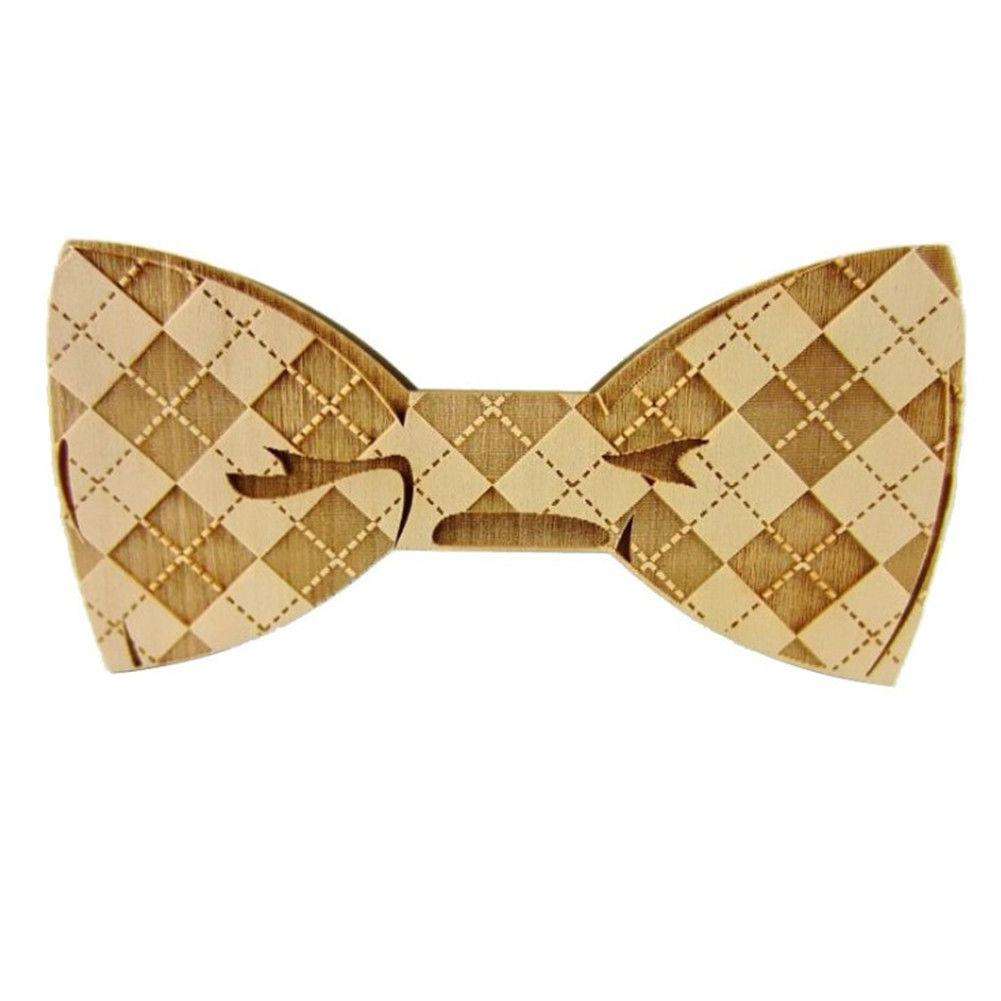 Classic Wooden Bow Tie - Checkered