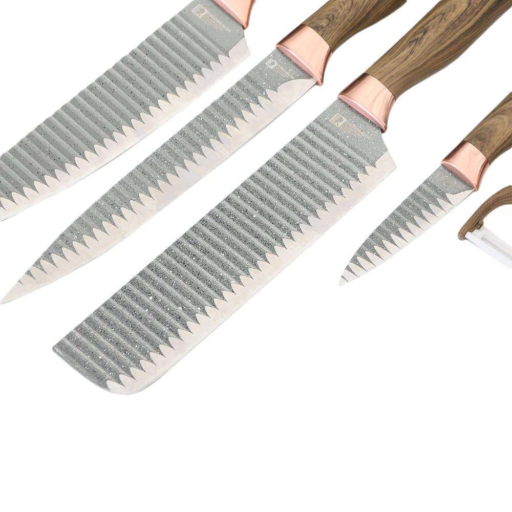 6 Piece Knife Set with Wooden Finish
