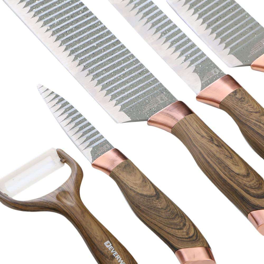 6 Piece Knife Set with Wooden Finish