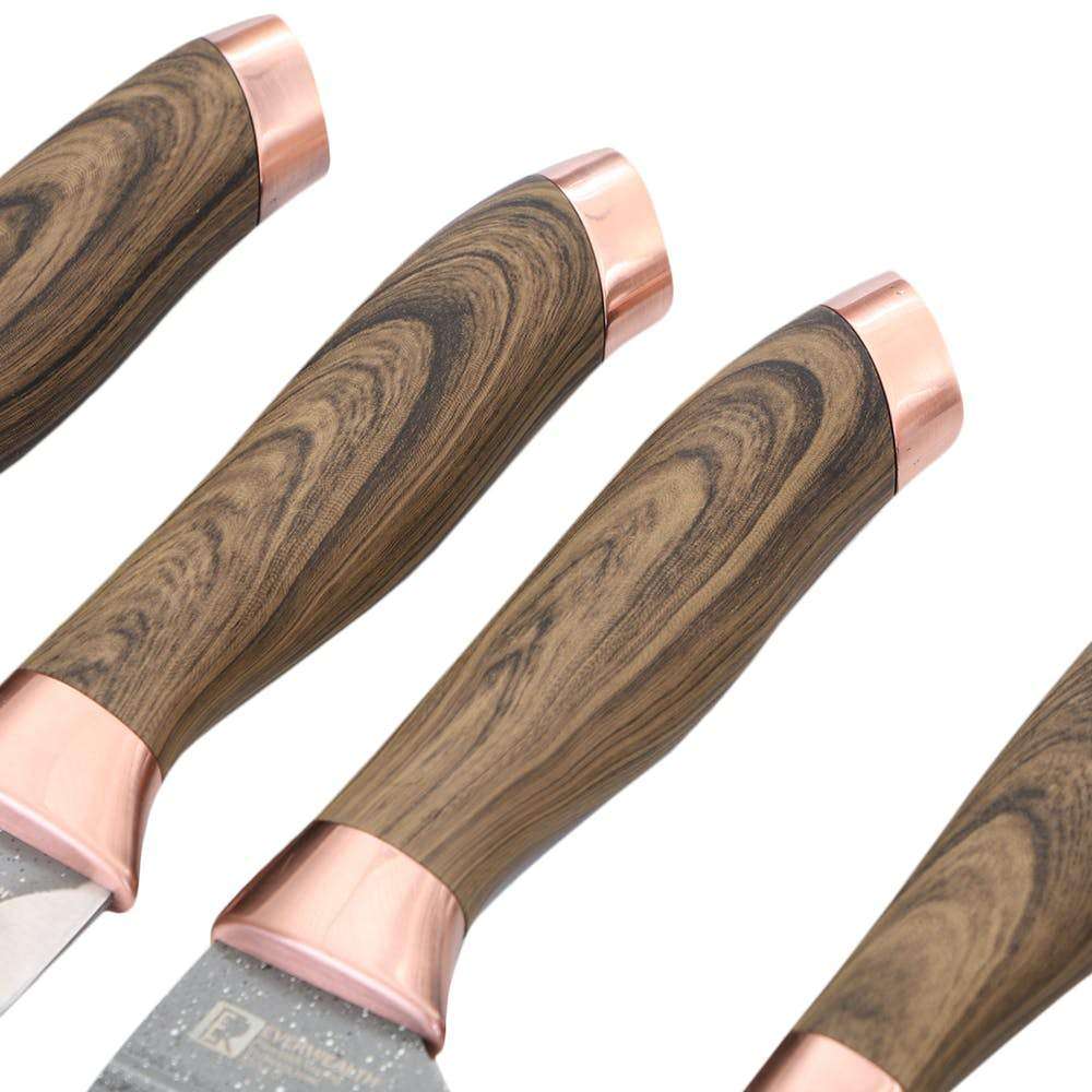 6 Piece Knife Set with Wooden Finish