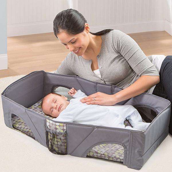 Foldable Baby Travel Bed Diaper Bag With Removable Fun Toy Bar Hole