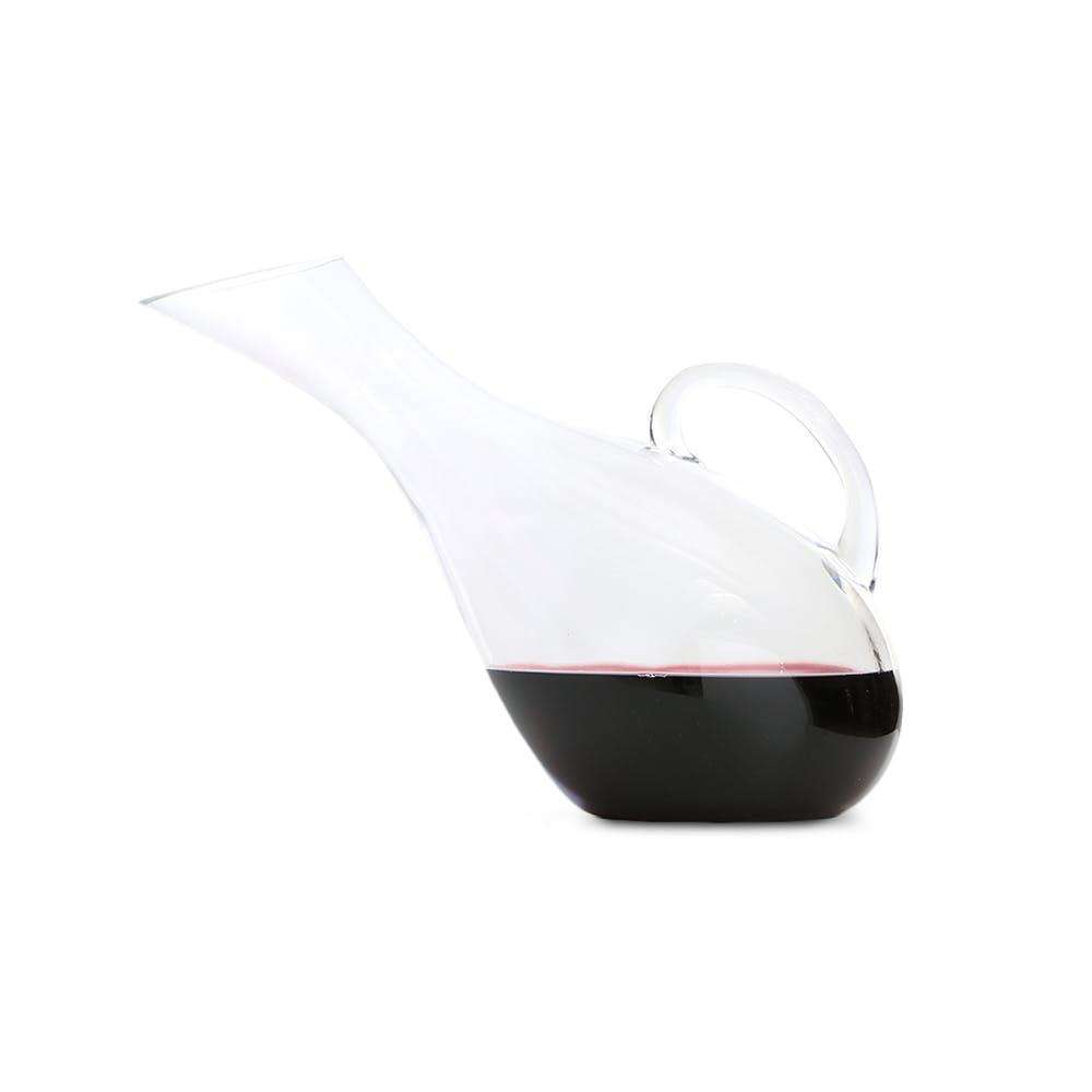 Hand-Blown Glass Broad Bowl Wine Decanter with Handle