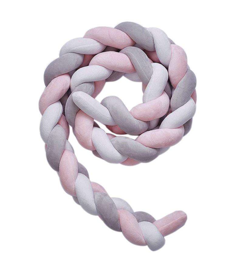 Knot Cot Bumper - Pink/White