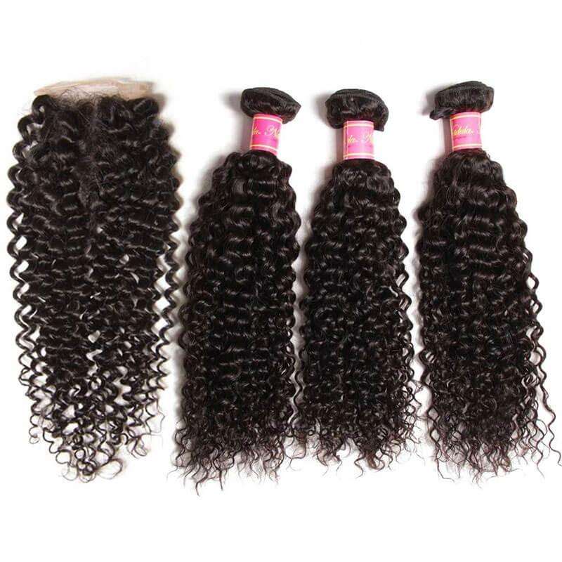 Peruvian Kinky Curl (10A) 3 Bundles and Closure - 8''