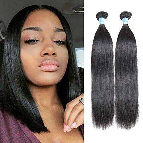 Sun-Ray 100% Virgin Brazilian Straight Remy Hair 3 Bundles with Closure - 8'' (20cm)