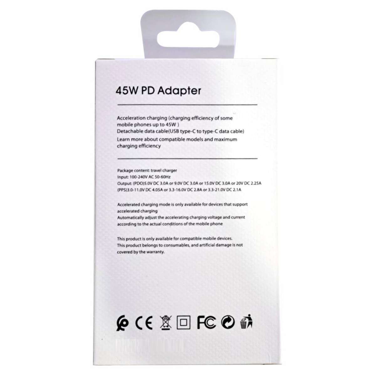 Type-C 45W PD Fast Charging Adapter Black for Samsung