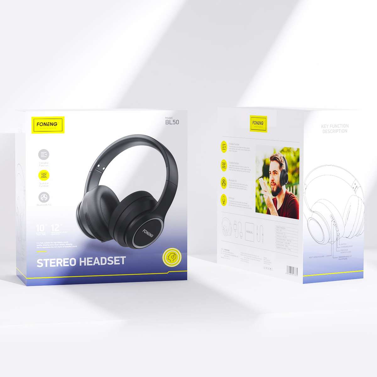 Wireless Headset BL50 Bluetooth 5.0 Noise Canceling HiFi Sound Headphone