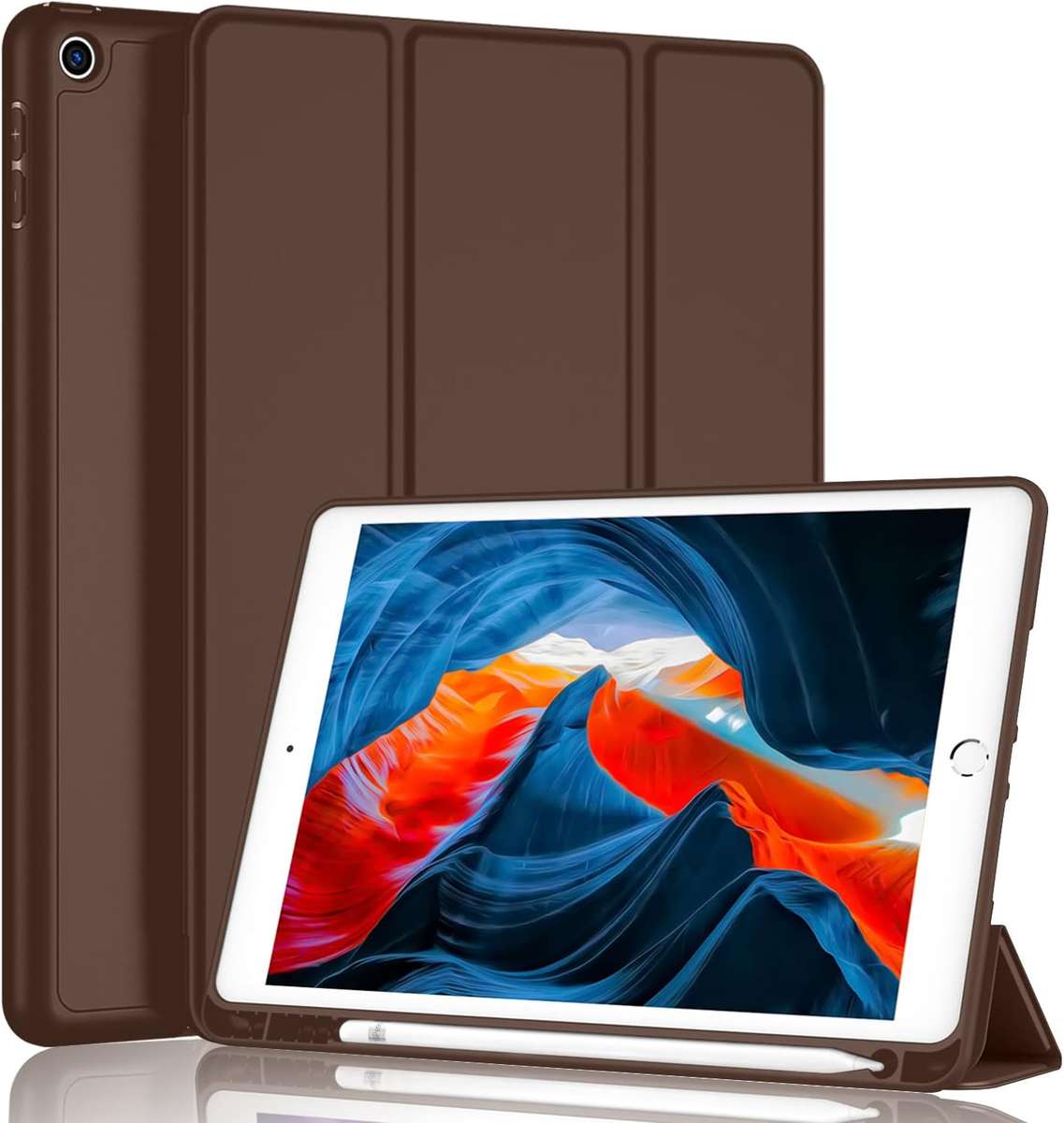 Smart Flip Protective Cover With Pencil Holder for Apple iPad 10.2 inch Case - Chocolate