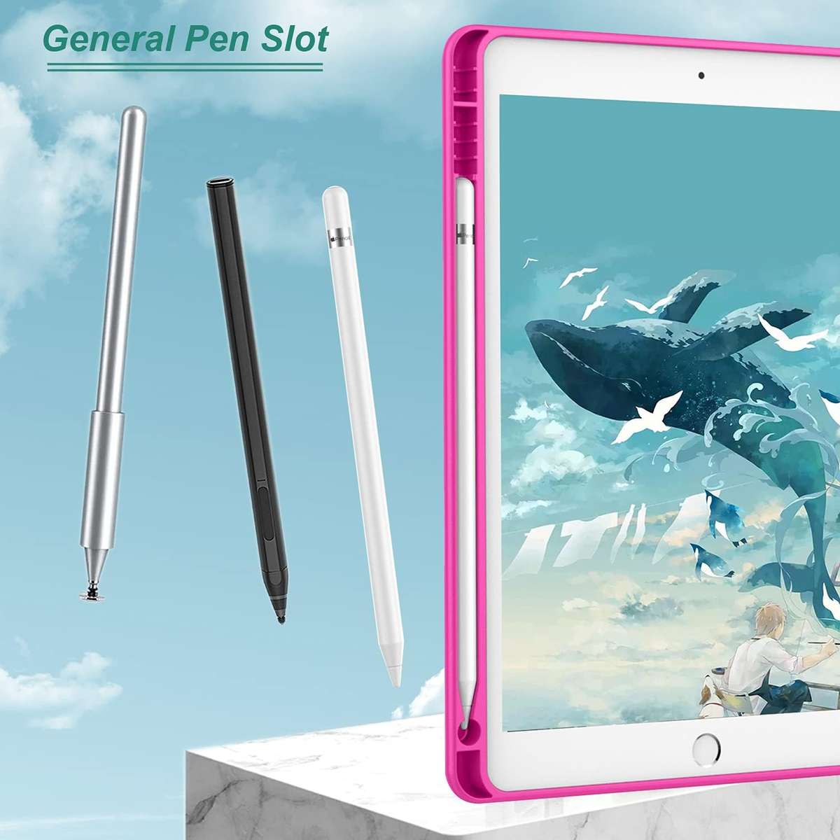 Smart Flip Protective Cover With Pencil Holder for Apple iPad 10.2 inch Case - Rose Pink