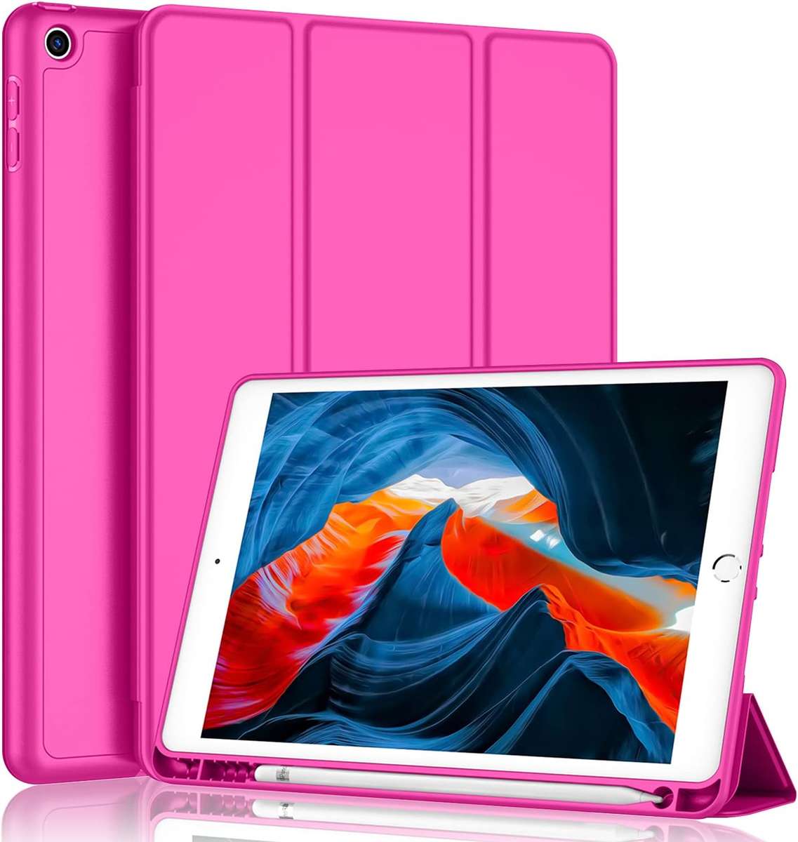 Smart Flip Protective Cover With Pencil Holder for Apple iPad 10.2 inch Case - Rose Pink