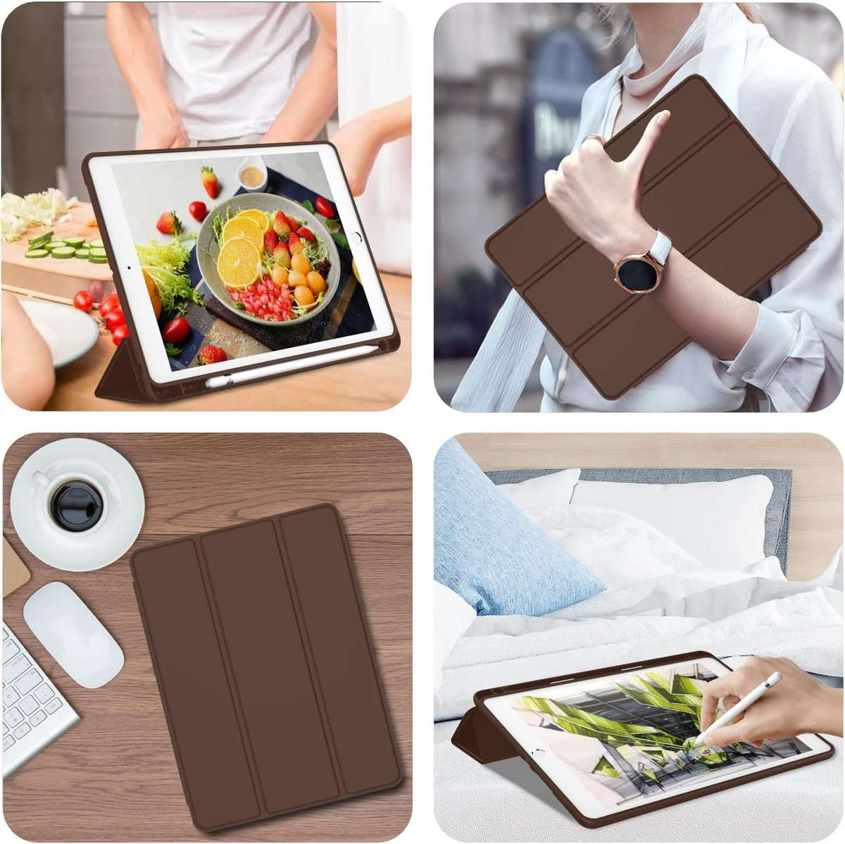 Smart Flip Protective Cover With Pencil Holder for Apple iPad 10.2 inch Case - Chocolate