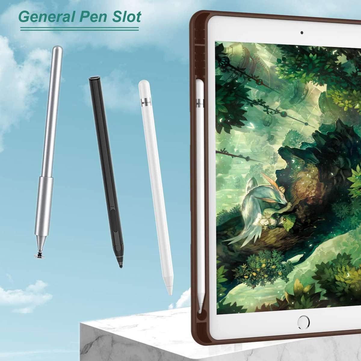 Smart Flip Protective Cover With Pencil Holder for Apple iPad 10.2 inch Case - Chocolate