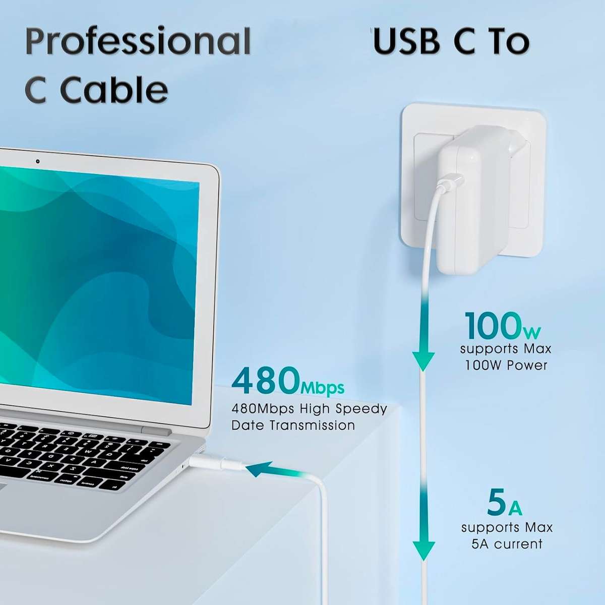 High-Power 87W MacBook Charger with Type-C Cable: Fast and Reliable Charging Solution