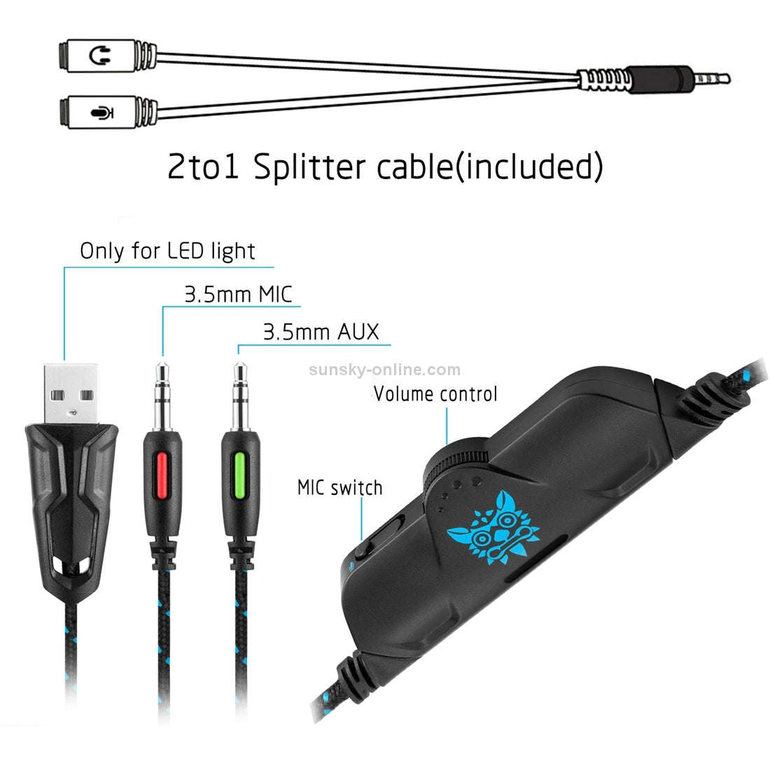 ONIKUMA K1-B Elite stereo gaming headset Black & Blue