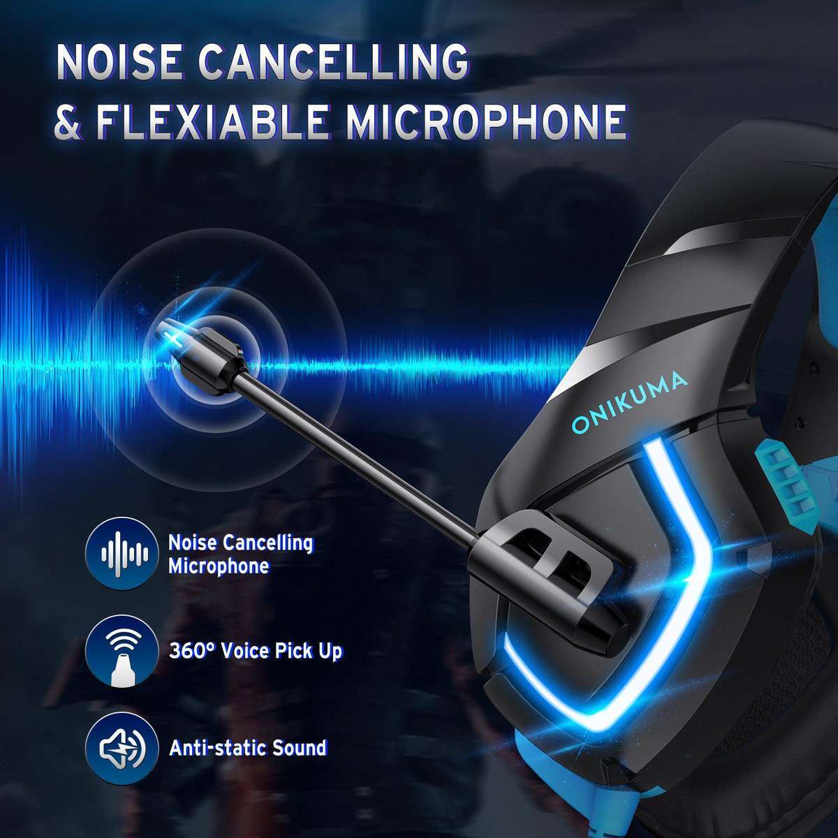 ONIKUMA K1-B Elite stereo gaming headset Black & Blue