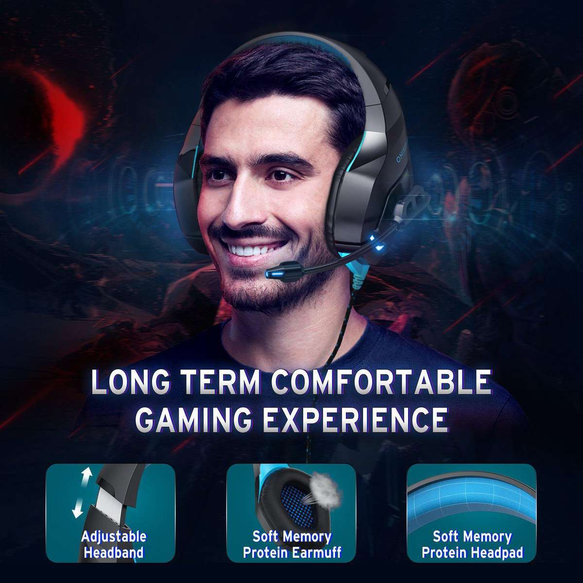 ONIKUMA K1-B Elite stereo gaming headset Black & Blue