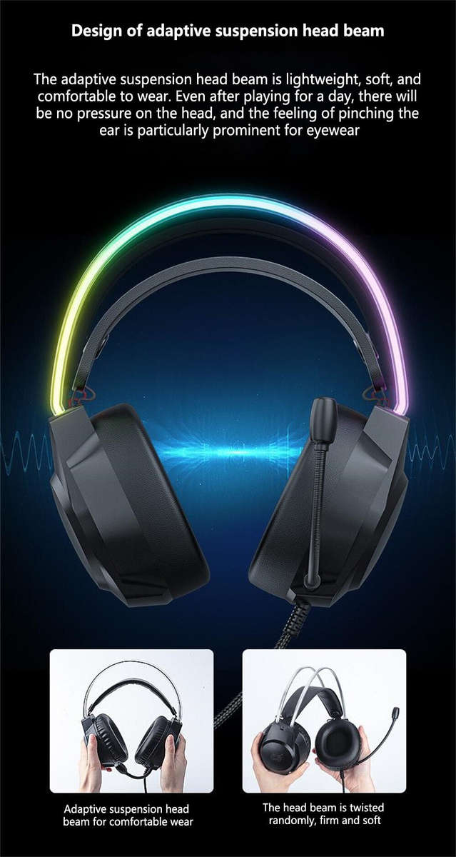 ONIKUMA X26 E-sports Gaming Headset with RGB Lighting Noise Reduction Wired Headphone - Black