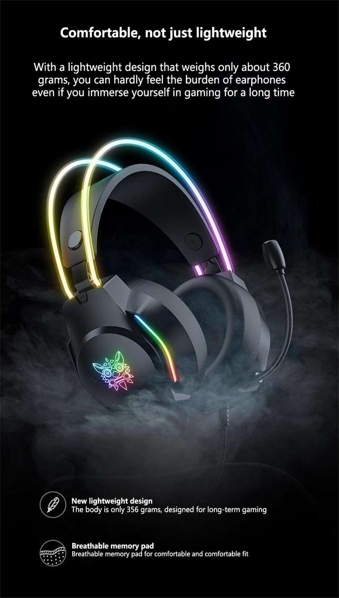 ONIKUMA X26 E-sports Gaming Headset with RGB Lighting Noise Reduction Wired Headphone - Black