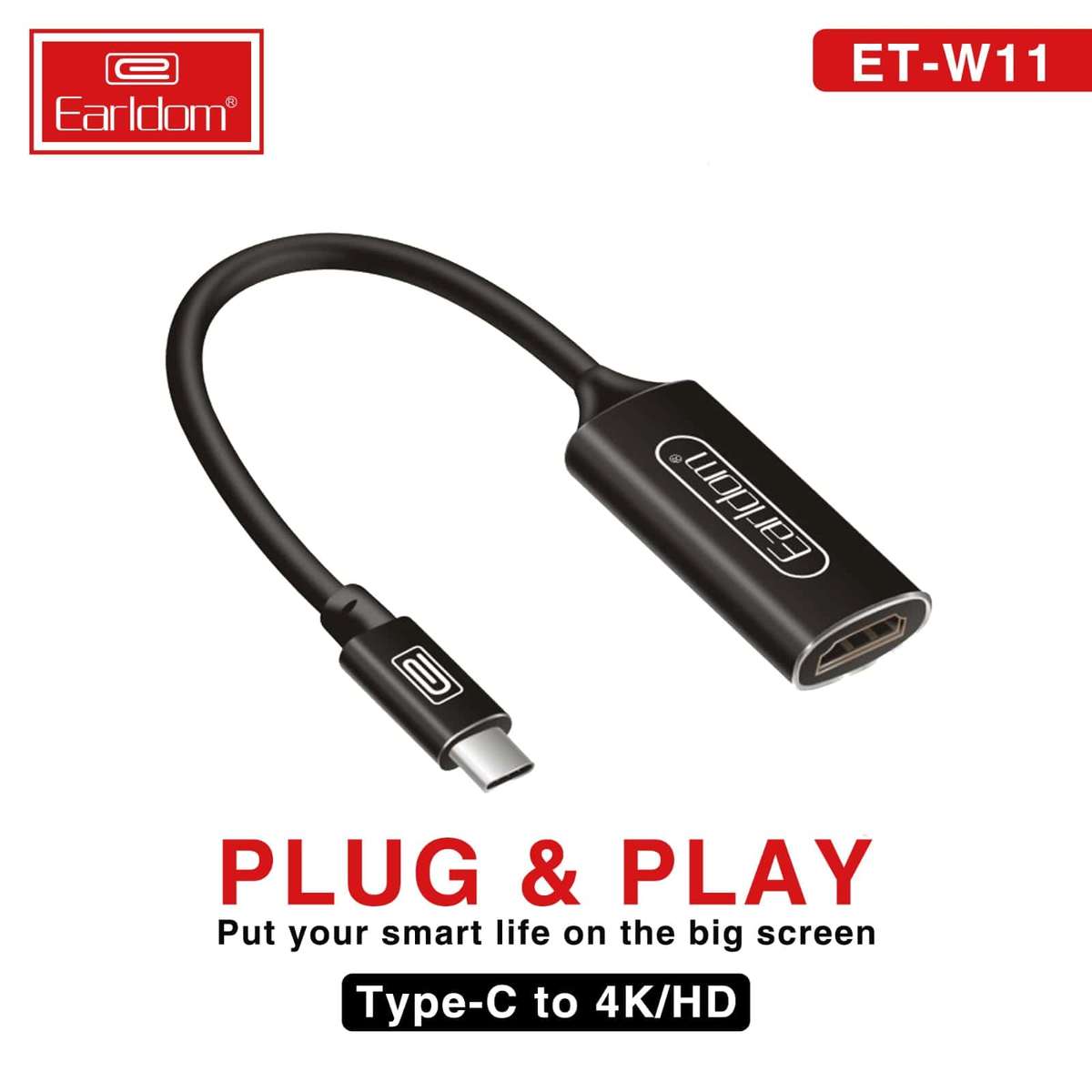 Earldom W11 Type-C To Female HDMI Adapter (4K Resolution) HDTV Adapter