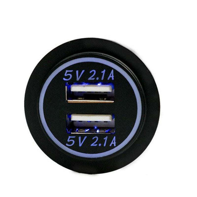 2.1A Dual USB socket charger - Backlight LED - Blue