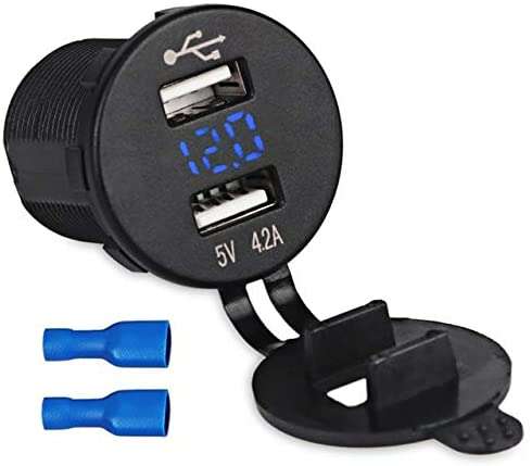 4.2A Dual USB charger with voltmeter Blue LED