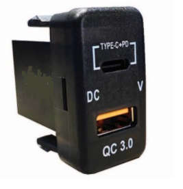 QC3 USB Charger With Volt Meter & C-Type Port 40x20mm Toyota Vigo
