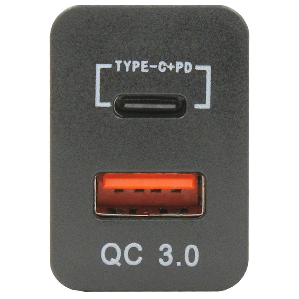 Dual QC3.0 USB and Type-C Charger for Toyota 32x20mm (Revo)