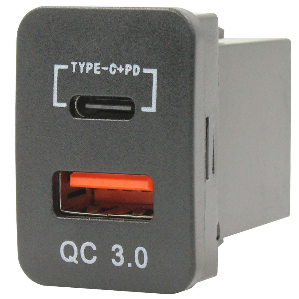 Dual QC3.0 USB and Type-C Charger for Toyota 32x20mm (Revo)
