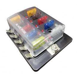 10 Way Blade Fuse Box with LED - Spade Terminal
