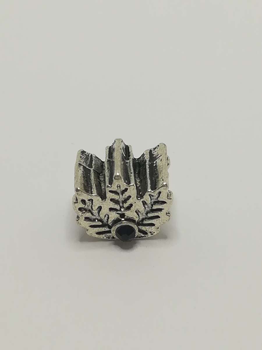 Bead Fitting Pandora 'Silver', Three Leaf (Black Gemstone), Spacer