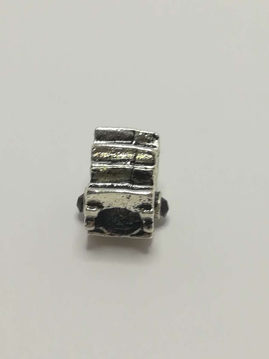 Bead Fitting Pandora 'Silver', Three Leaf (Black Gemstone), Spacer