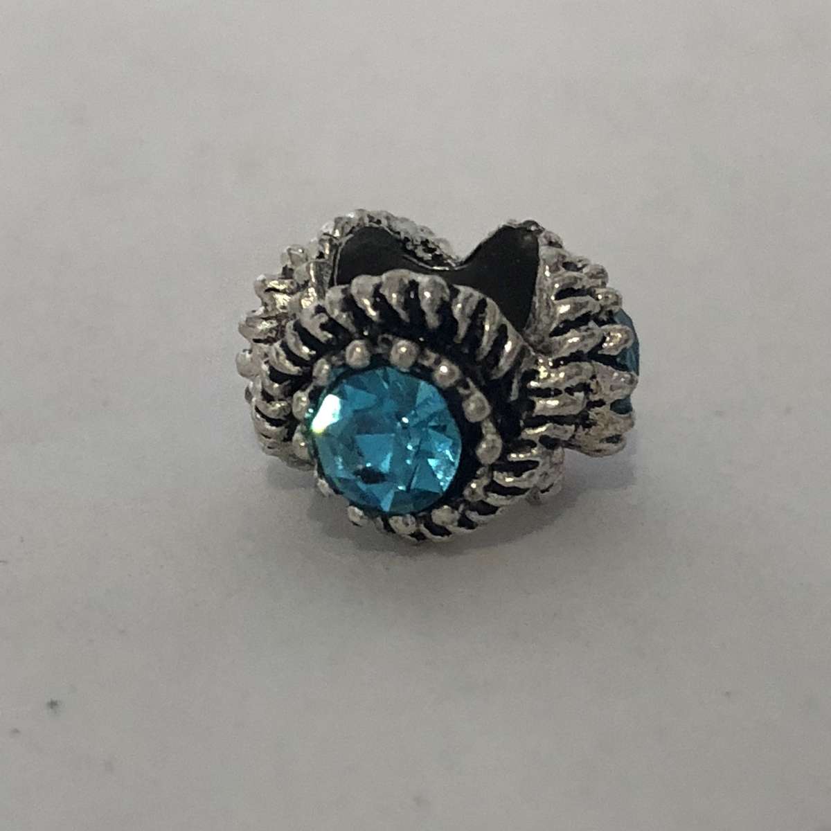 Bead Fitting Pandora Blue Gemstones & 'Silver' Rope Design