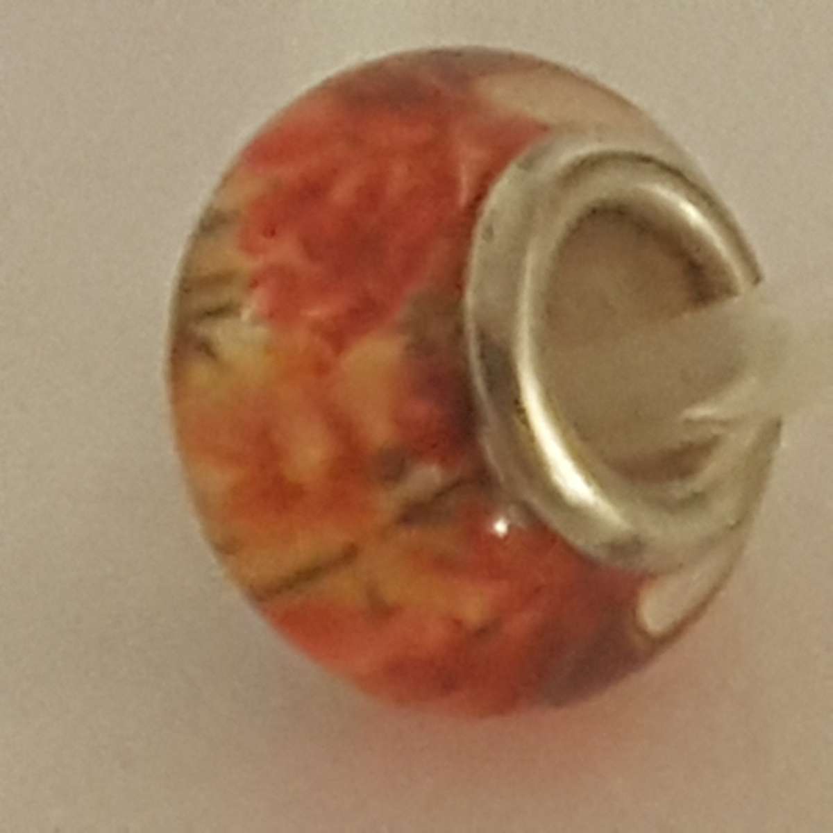 Bead Fitting Pandora Murano-Type Orange & Yellow Flower Design