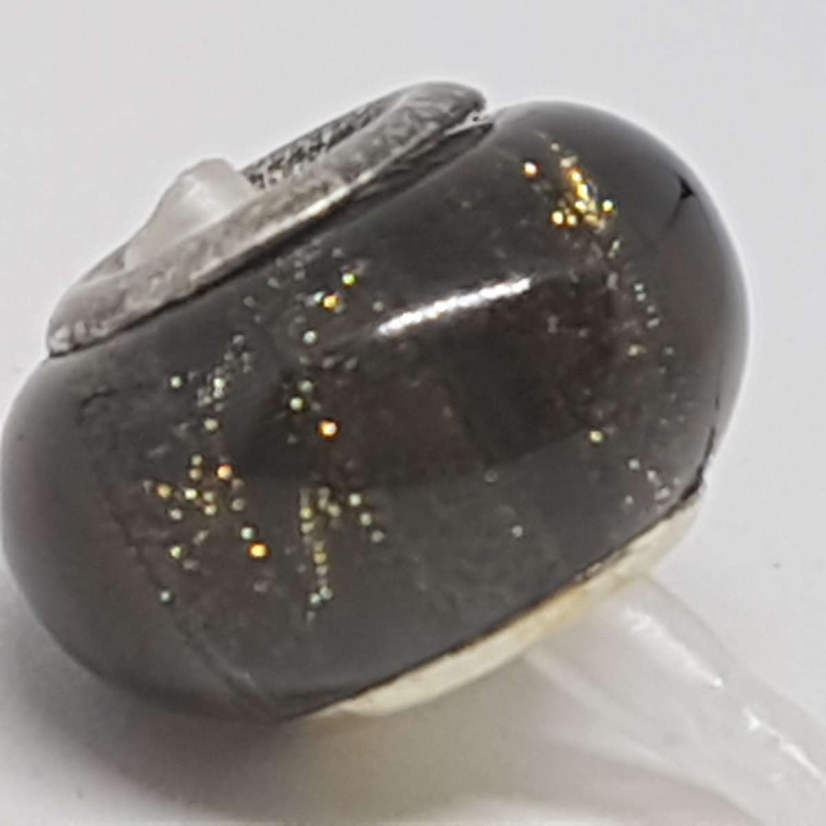 Bead Fitting Pandora Murano-Type Dark Thick Glittery Stripes