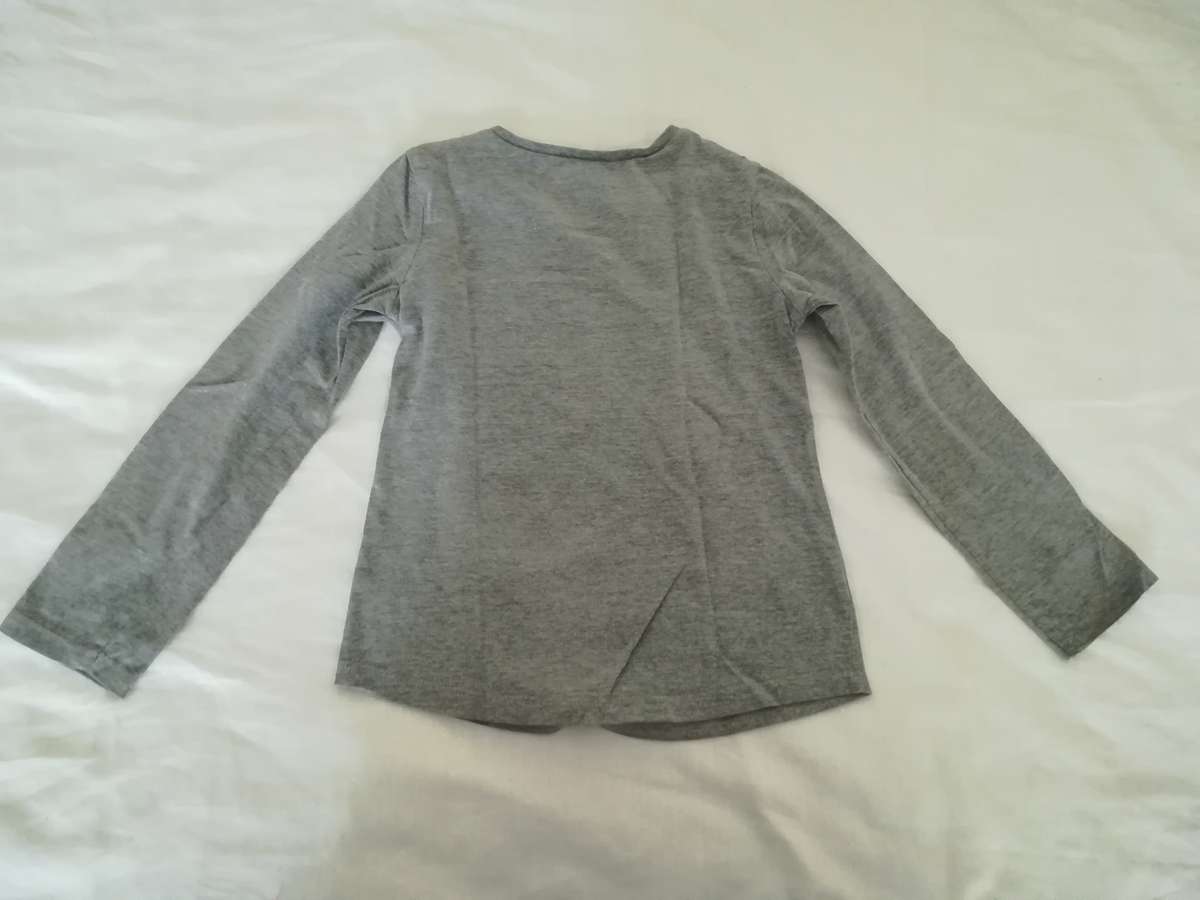 Shirt Grey with Cat Long-Sleeved (Girl)
