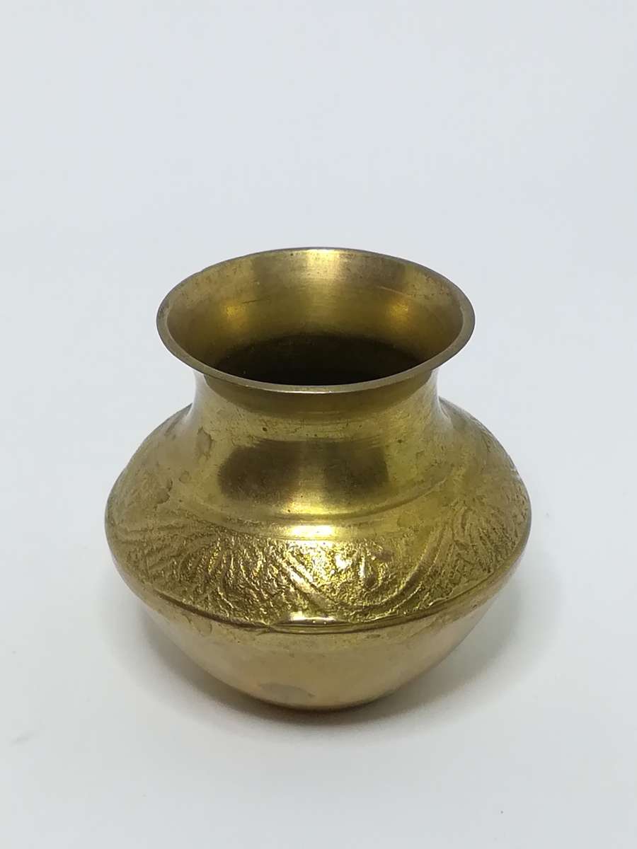 Small Engraved Brass Vase (for Printer's Tray/Dollhouse)