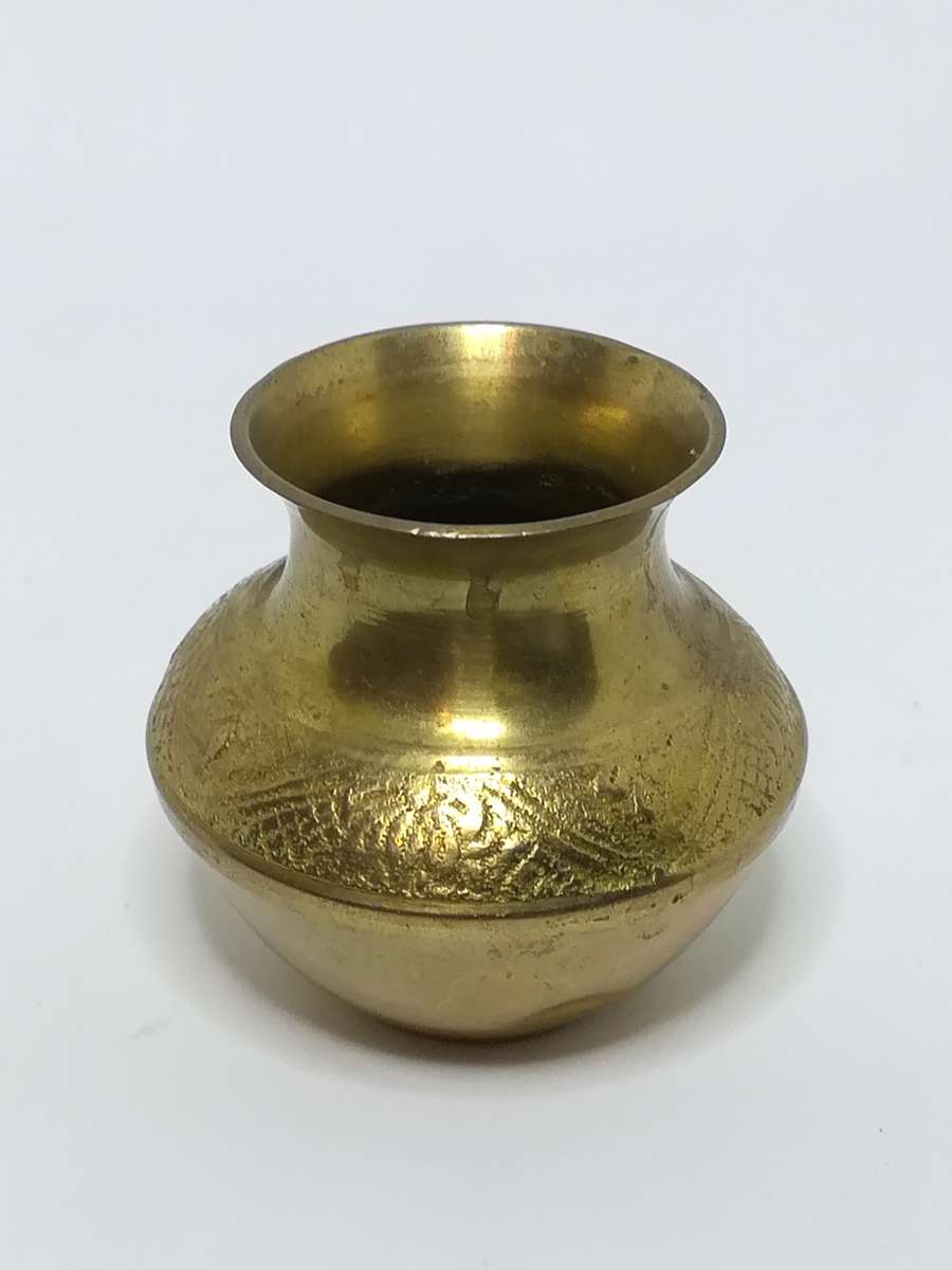 Small Engraved Brass Vase (for Printer's Tray/Dollhouse)