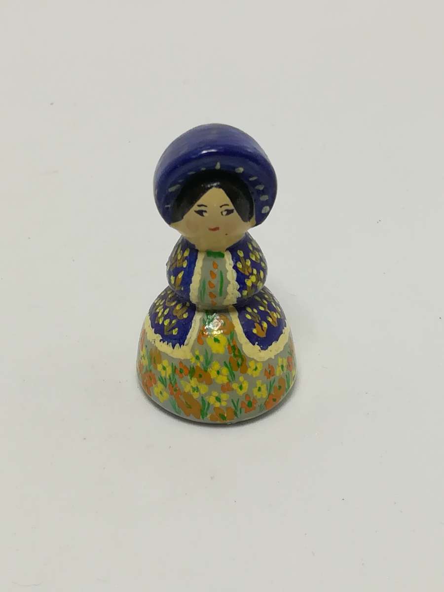 Blue Orange & Yellow American Doll with Flowers